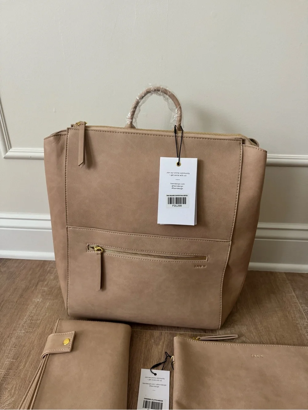 Fawn + Nordstrom Beige Square Diaper Bag